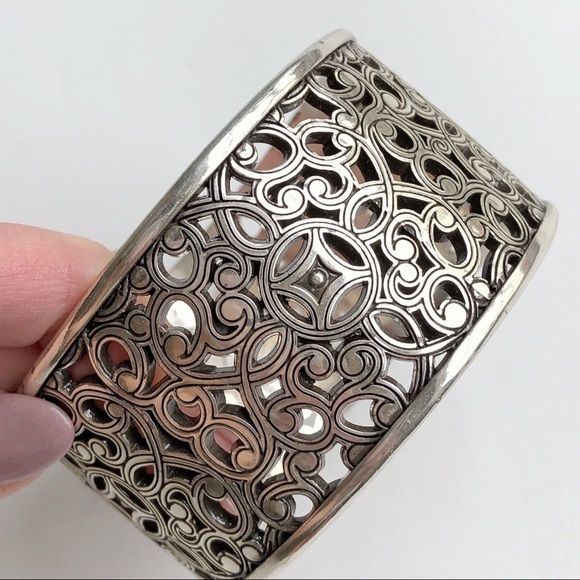 Brighton Retired Ornate Cut Out Wide Cuff Bracelet - Picture 8 of 9
